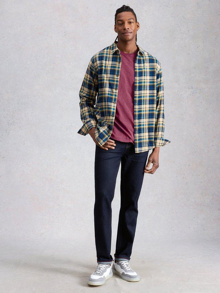 Abersoch Short Sleeve Crew Neck Tee in MID PLUM - MODEL FRONT