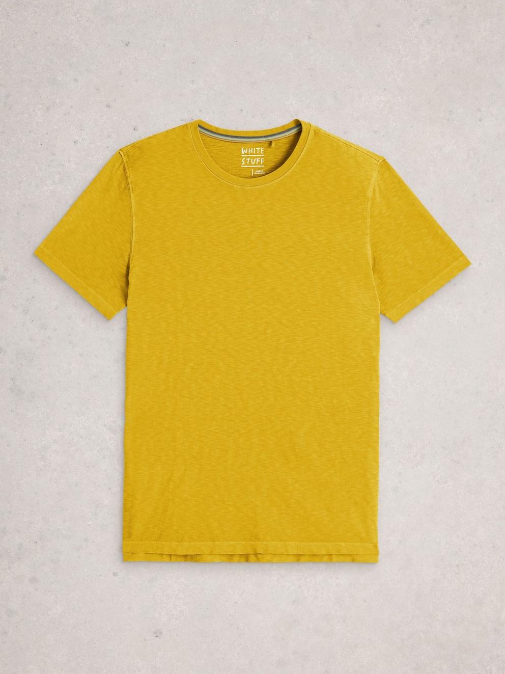 Abersoch Short Sleeve Crew Neck Tee in MID YELLOW - FLAT FRONT