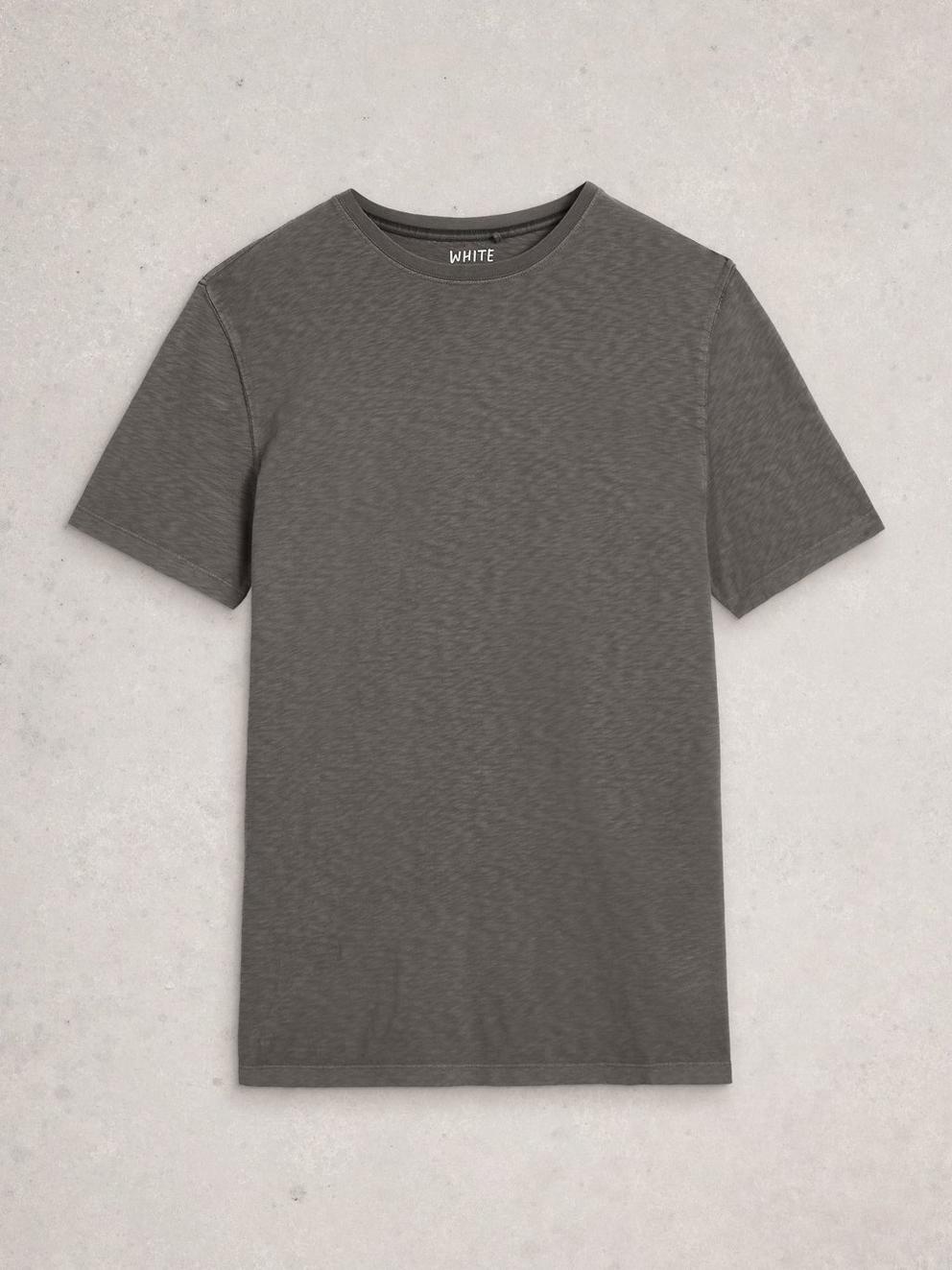 Abersoch Short Sleeve Crew Neck Tee in WASHED BLK - FLAT FRONT