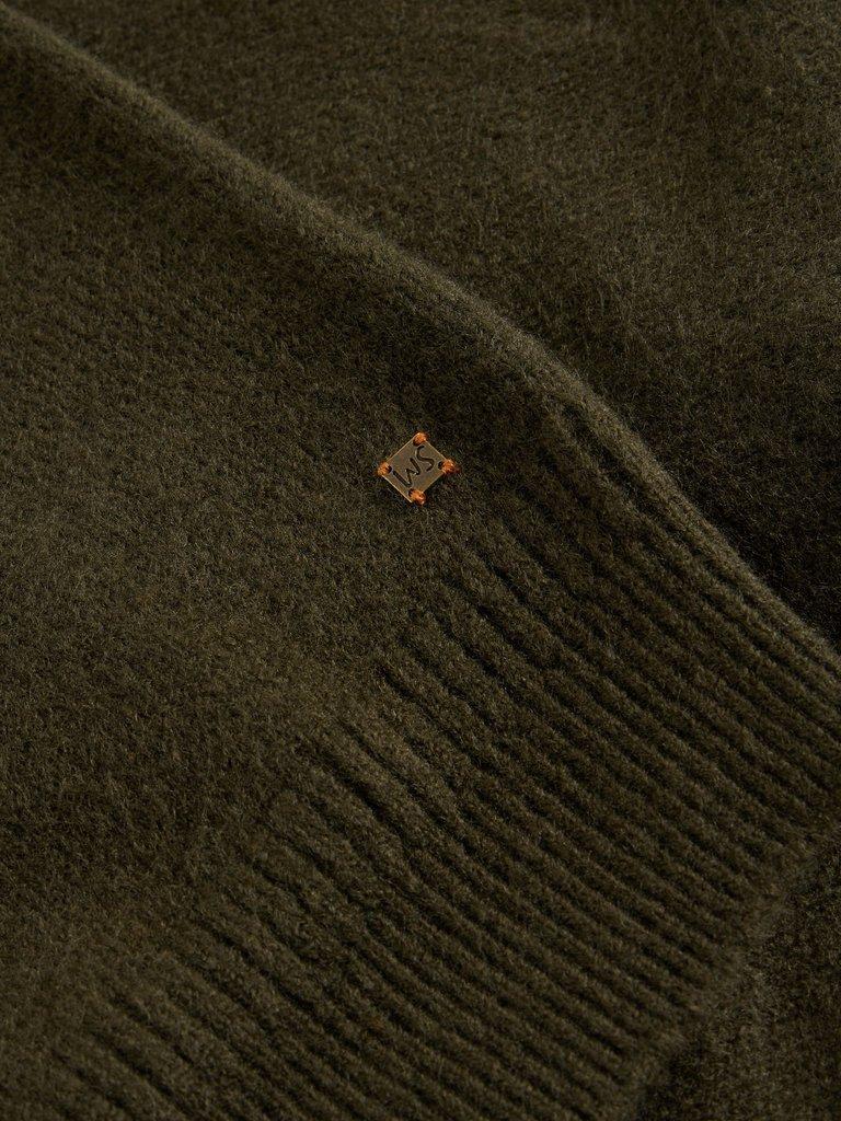 Bomber Cardigan in DK GREEN - FLAT DETAIL