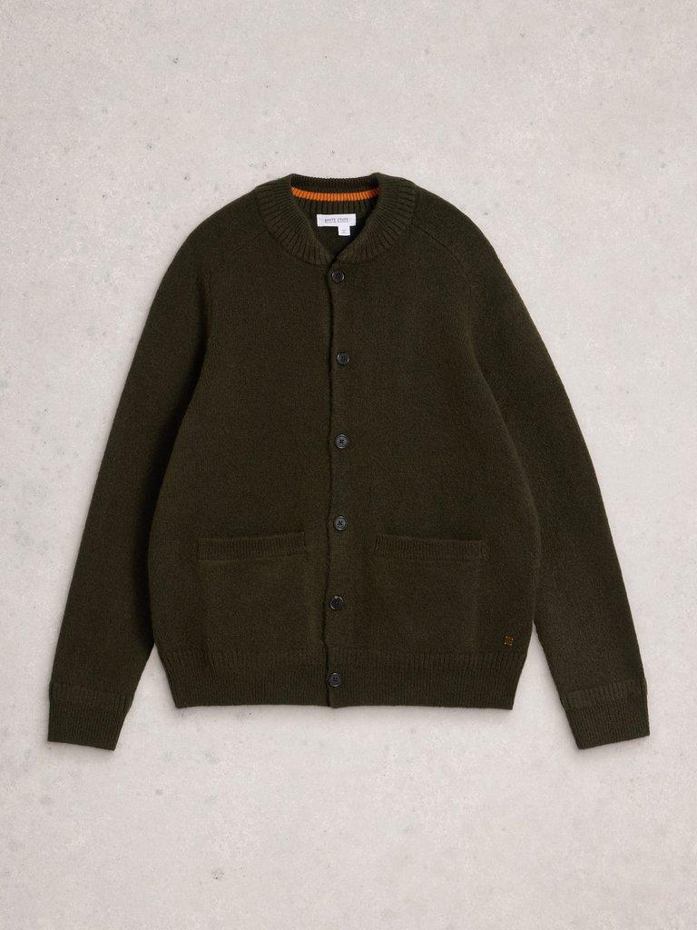 Bomber Cardigan in DK GREEN - FLAT FRONT