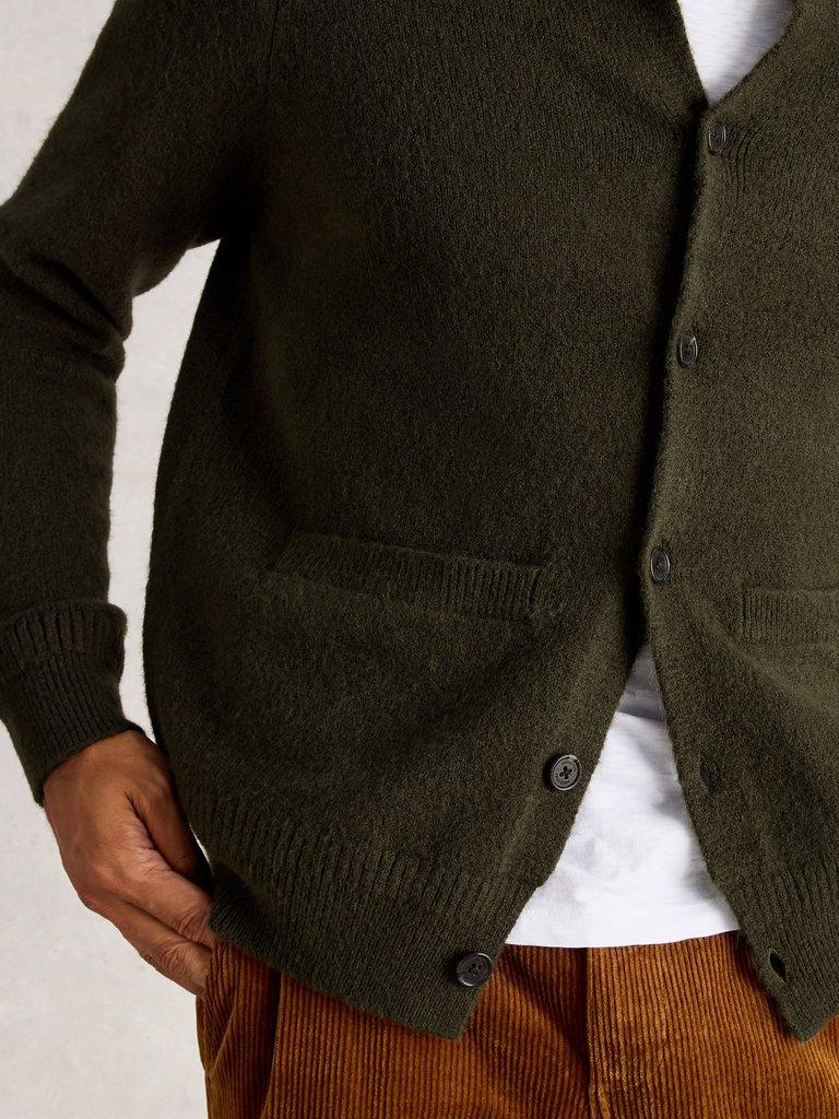Bomber Cardigan in DK GREEN - MODEL DETAIL