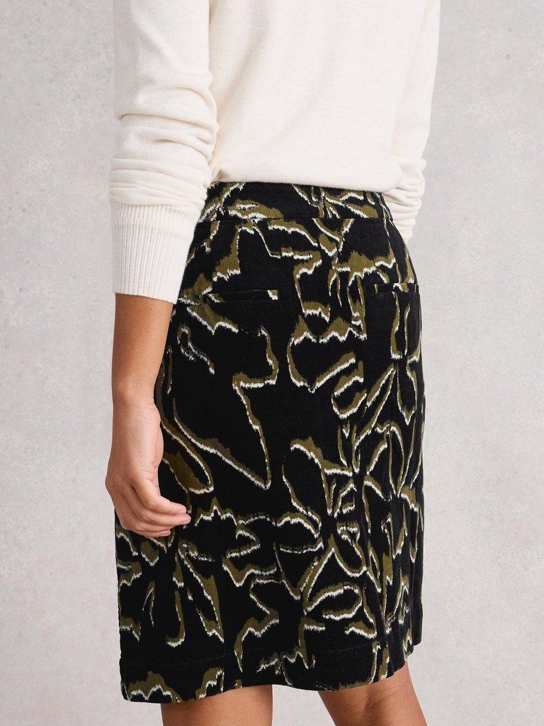 Coral Cord Skirt in BLK PR - MODEL BACK