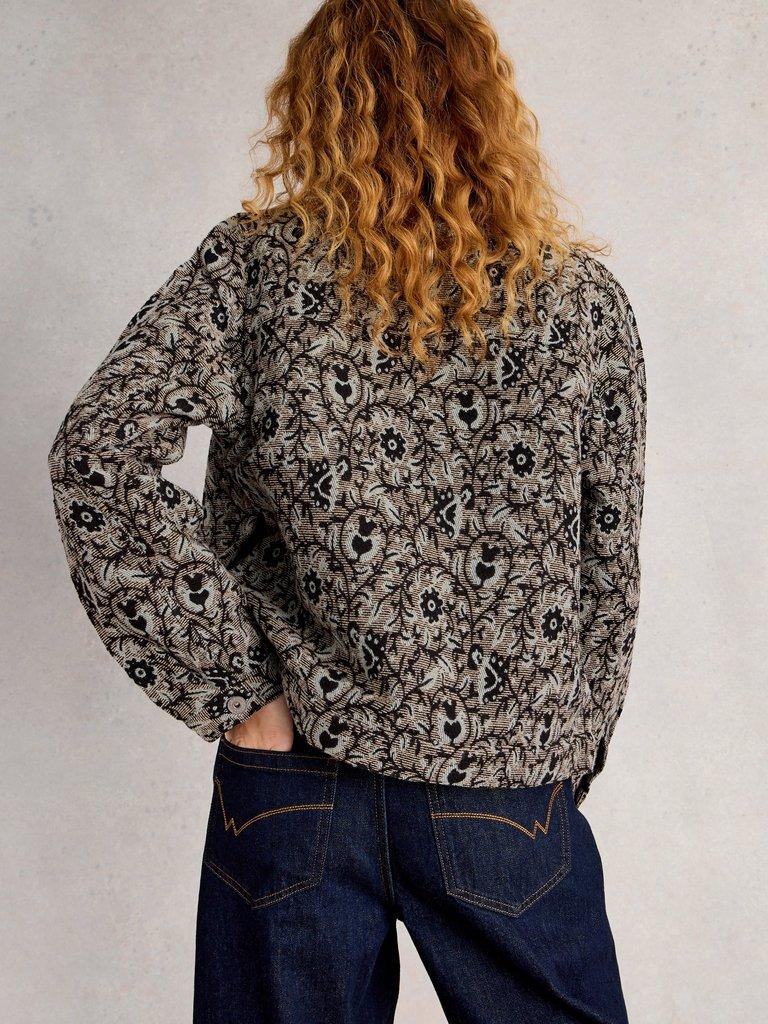 Esme Jacquard Jacket in GREY MLT - MODEL BACK