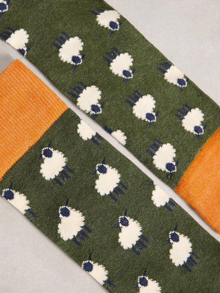 Novelty Ankle Socks in DEEP GRN - FLAT DETAIL