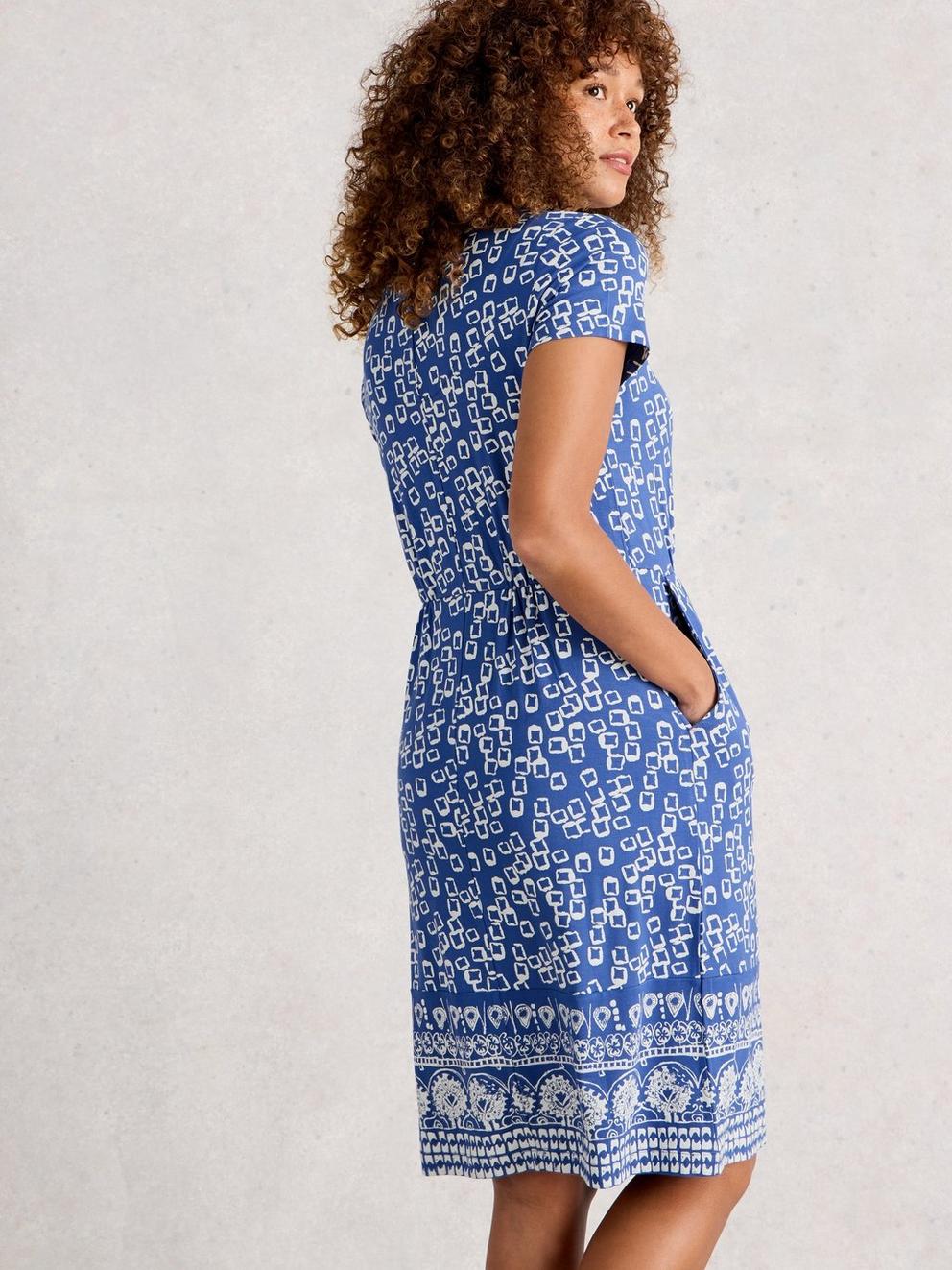 Tallie Jersey Short Sleeve Crew Neck Dress in BLUE PR - MODEL BACK