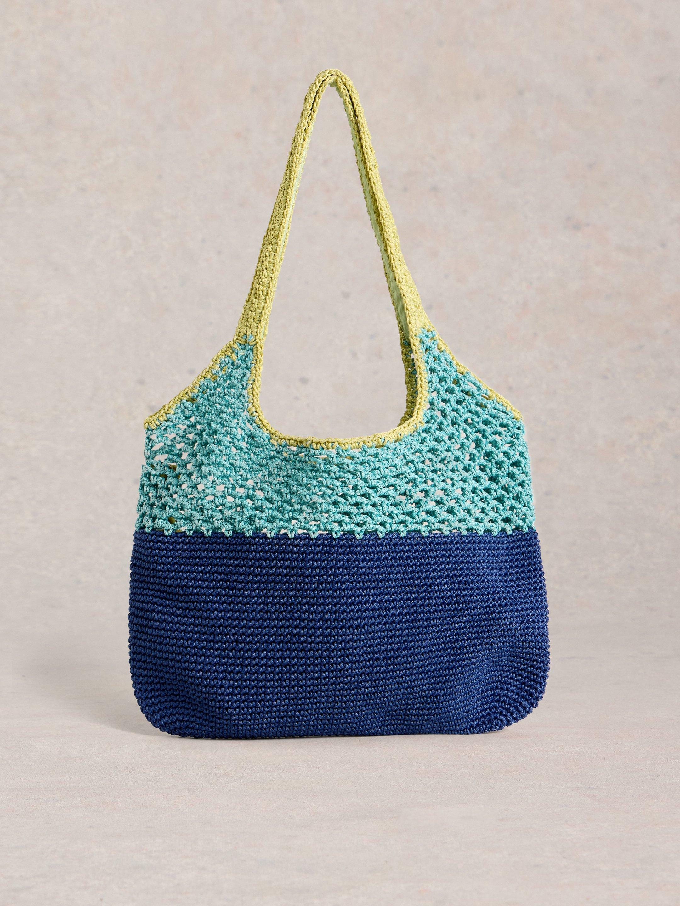 トートバッグ WHITE STUFF Christe Crochet Shopper Christe Crochet Shopper in BLUE MULTI | White Stuff