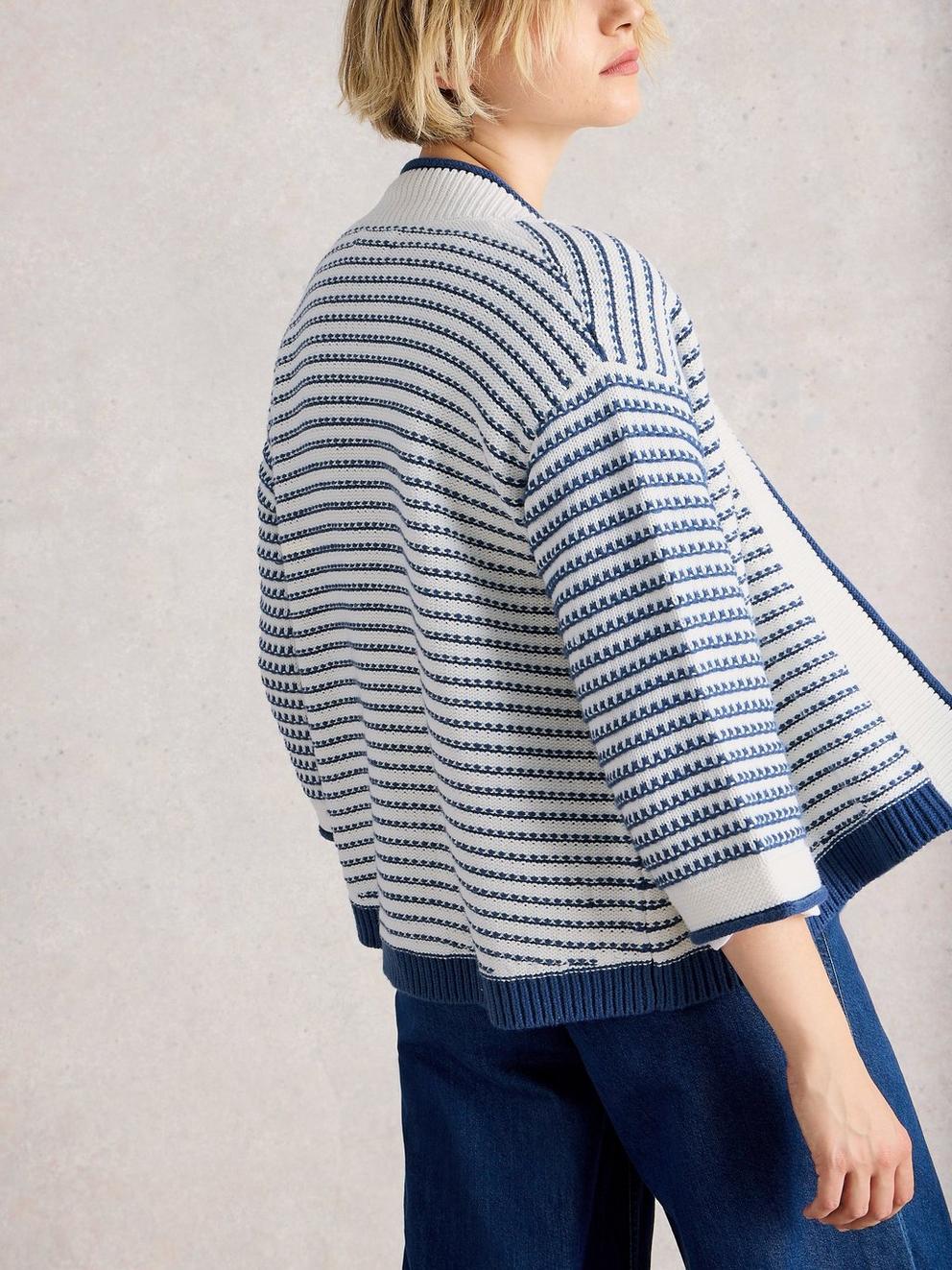 KYLIE CARDIGAN in BLUE MLT - MODEL BACK