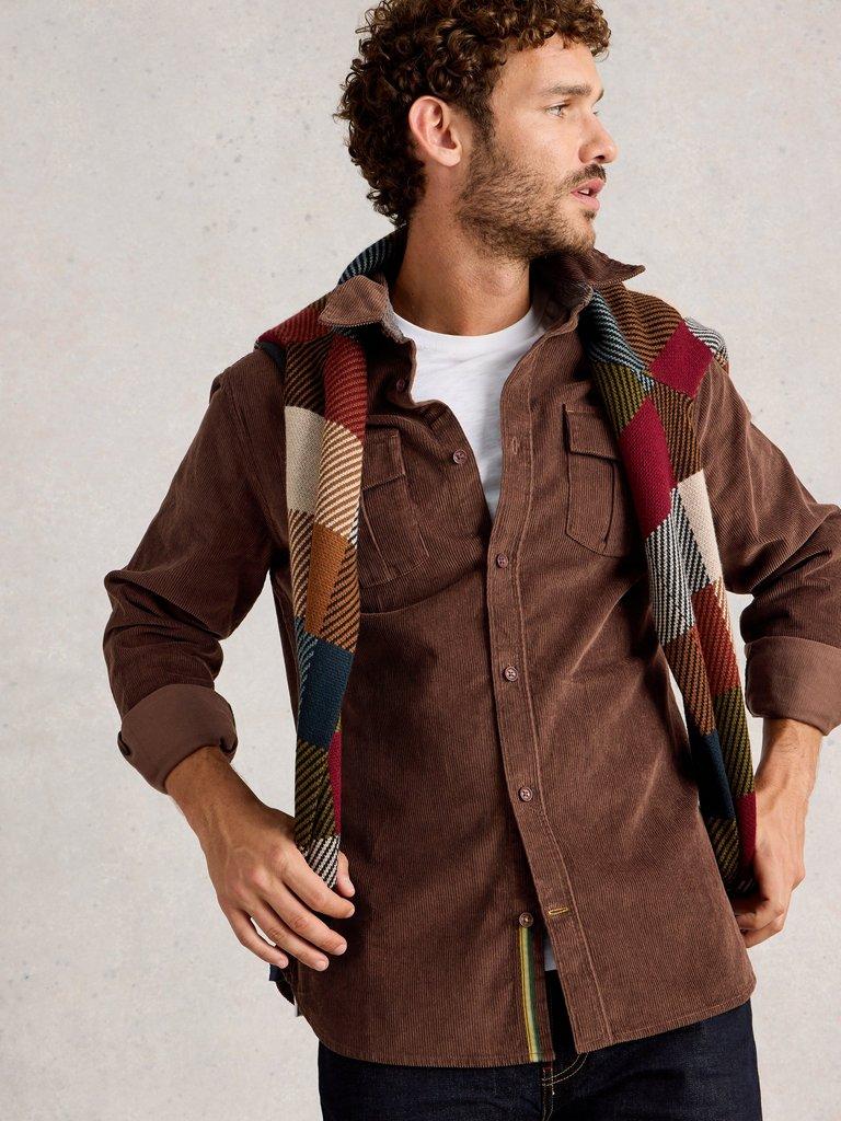 Griffin Cord Collared Shirt in DK BROWN - LIFESTYLE
