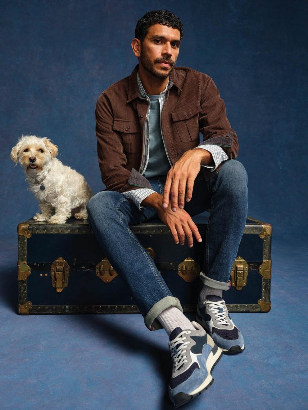 Griffin Cord Collared Shirt in DK BROWN - MIXED