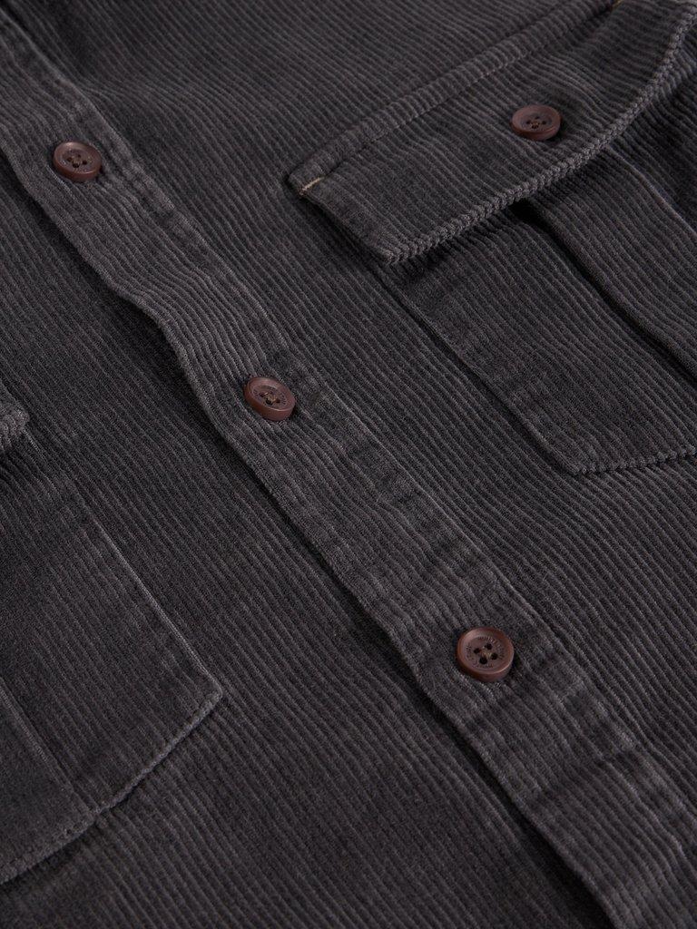 Griffin Cord Collared Shirt in DK GREY - FLAT DETAIL