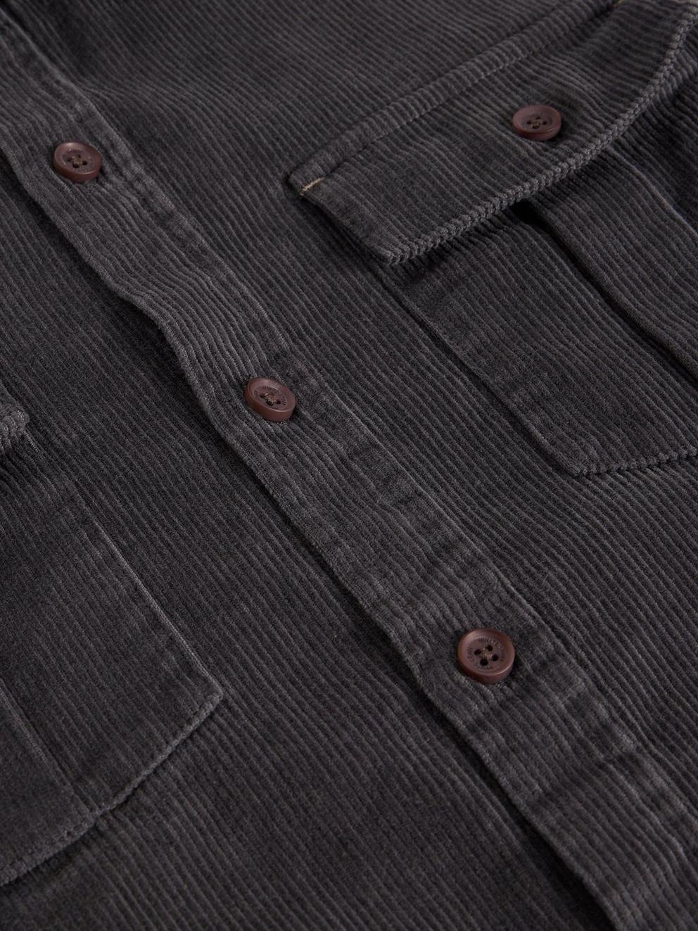 Griffin Cord Collared Shirt in DK GREY - FLAT DETAIL
