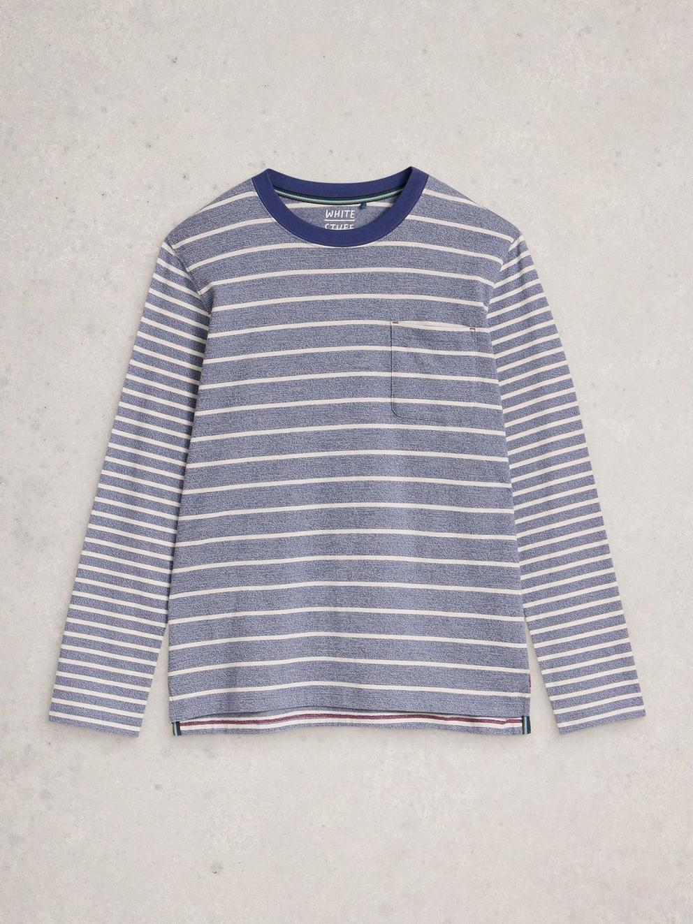 Accleton Long Sleeve Tee in BLUE MLT - FLAT FRONT