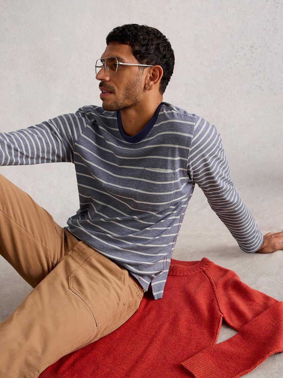 Accleton Long Sleeve Tee in BLUE MLT - LIFESTYLE
