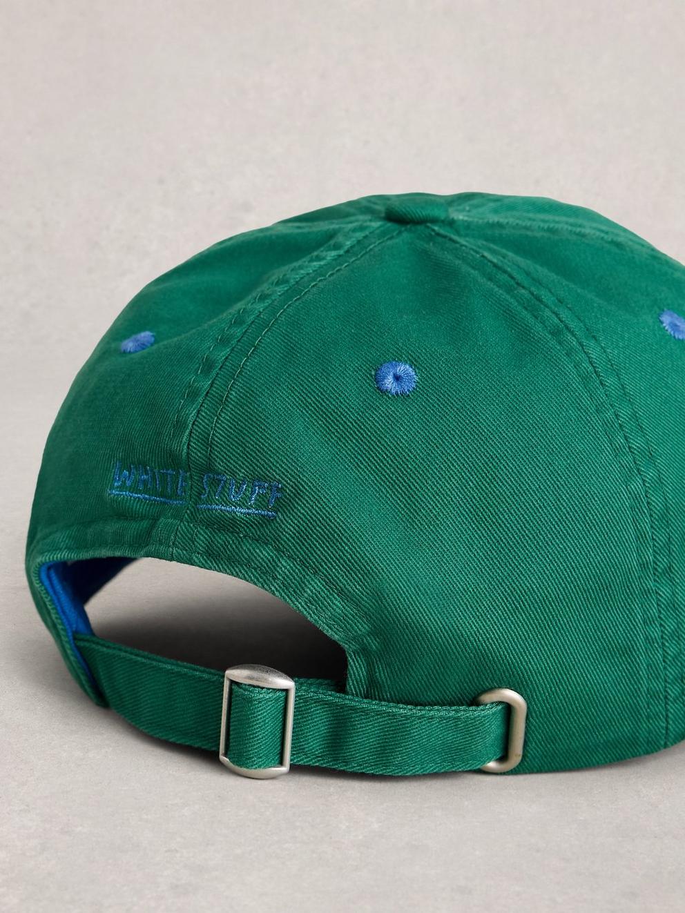 Baseball Cap Cotton in MID GREEN - FLAT DETAIL