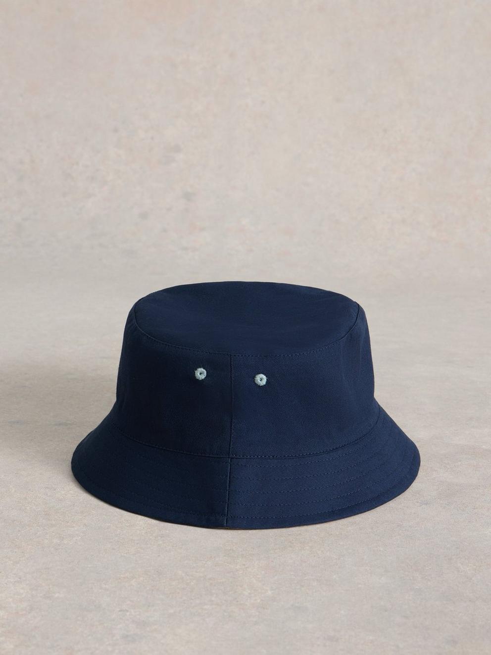 Bucket Hat Reversible in NAVY MULTI - FLAT FRONT