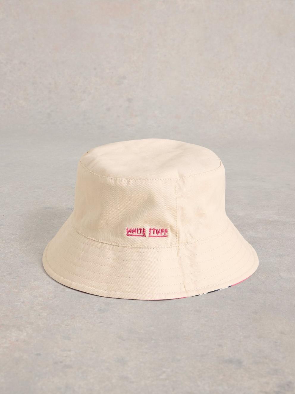 Printed Bucket Hat in PINK MLT - FLAT BACK