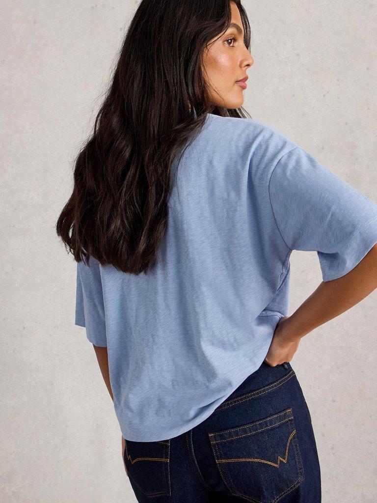 KATYA TEE in MID BLUE - MODEL BACK