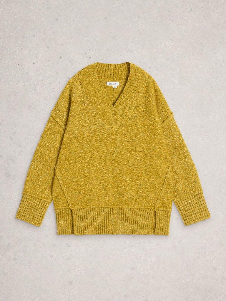 TILLY V NECK JUMPER in MID CHART - FLAT FRONT