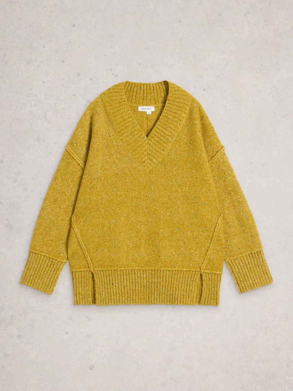 TILLY V NECK JUMPER in MID CHART - FLAT FRONT