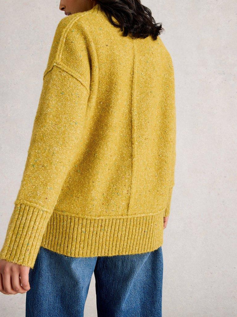 TILLY V NECK JUMPER in MID CHART - MODEL BACK