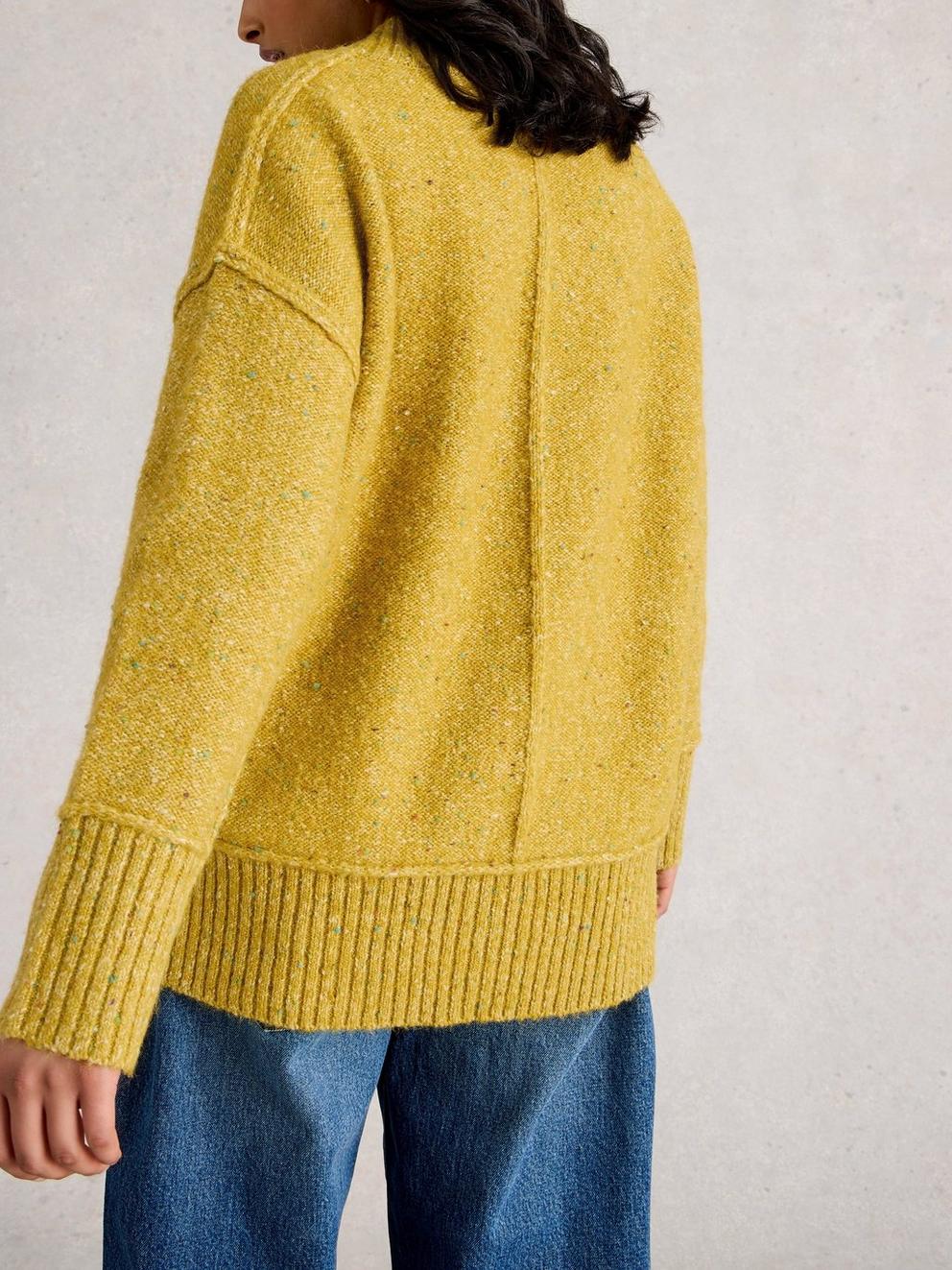 TILLY V NECK JUMPER in MID CHART - MODEL BACK
