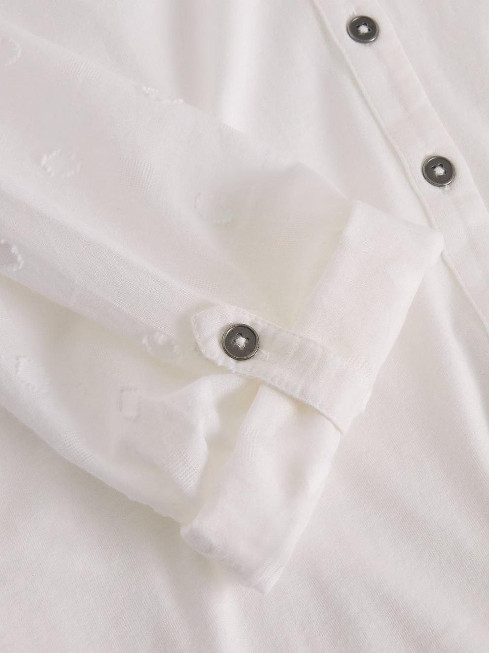 ANNIE MIX LONGLINE SHIRT in PALE IVORY - FLAT DETAIL