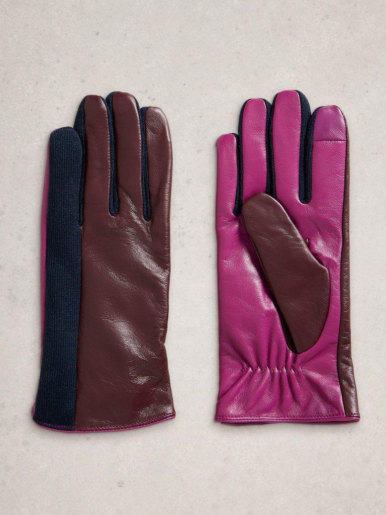 Layla Leather Glove in PLUM MLT - FLAT BACK