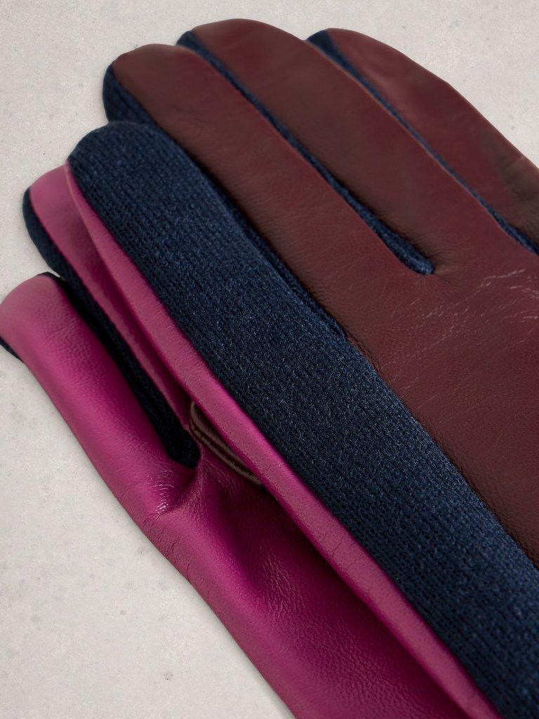 Layla Leather Glove in PLUM MLT - FLAT DETAIL