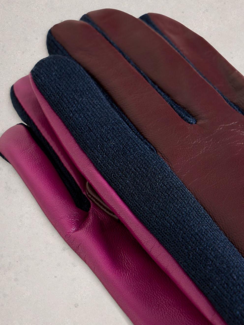 Layla Leather Glove in PLUM MLT - FLAT DETAIL