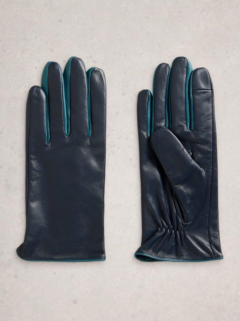 Carrie Leather Glove in DARK NAVY - FLAT BACK