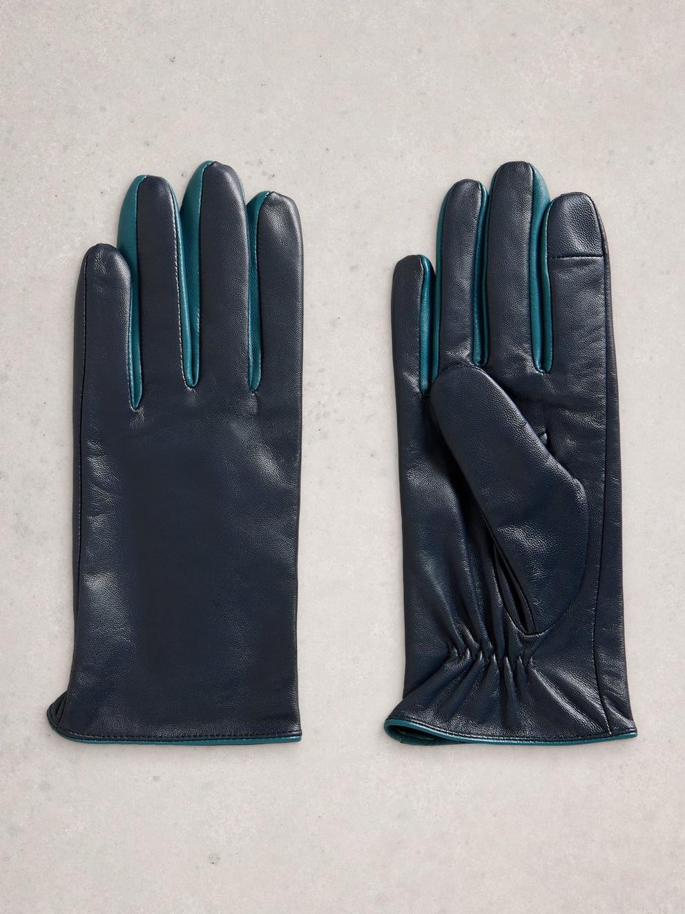 Carrie Leather Glove in DARK NAVY - FLAT BACK
