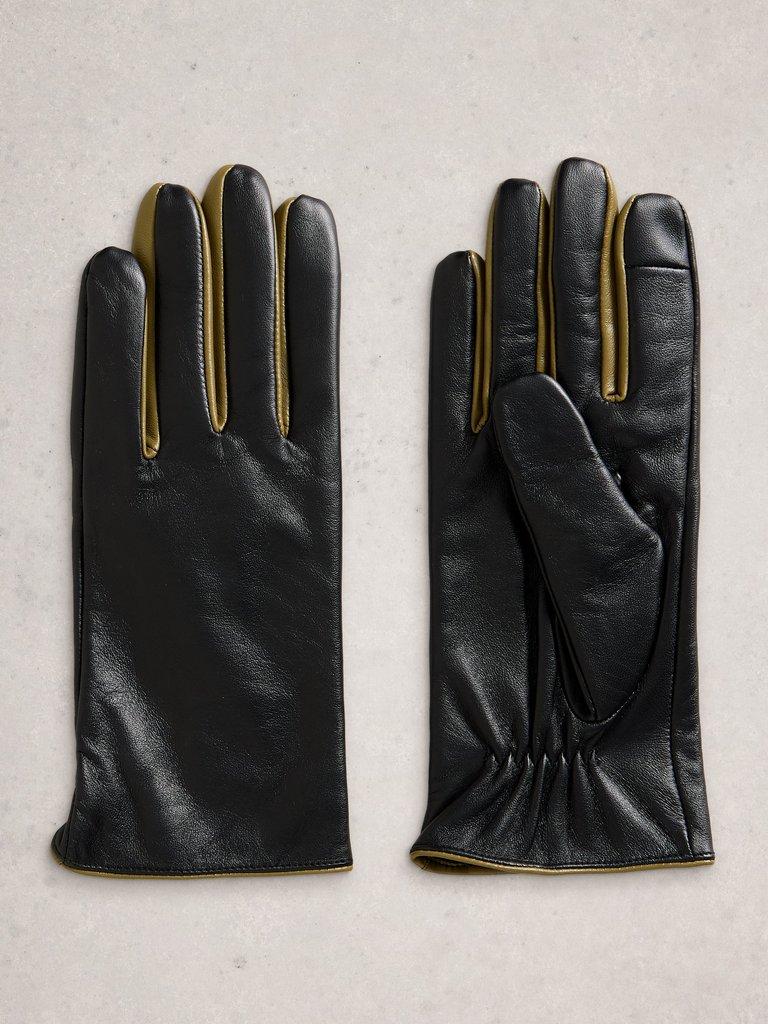 Carrie Leather Glove in PURE BLK - FLAT BACK