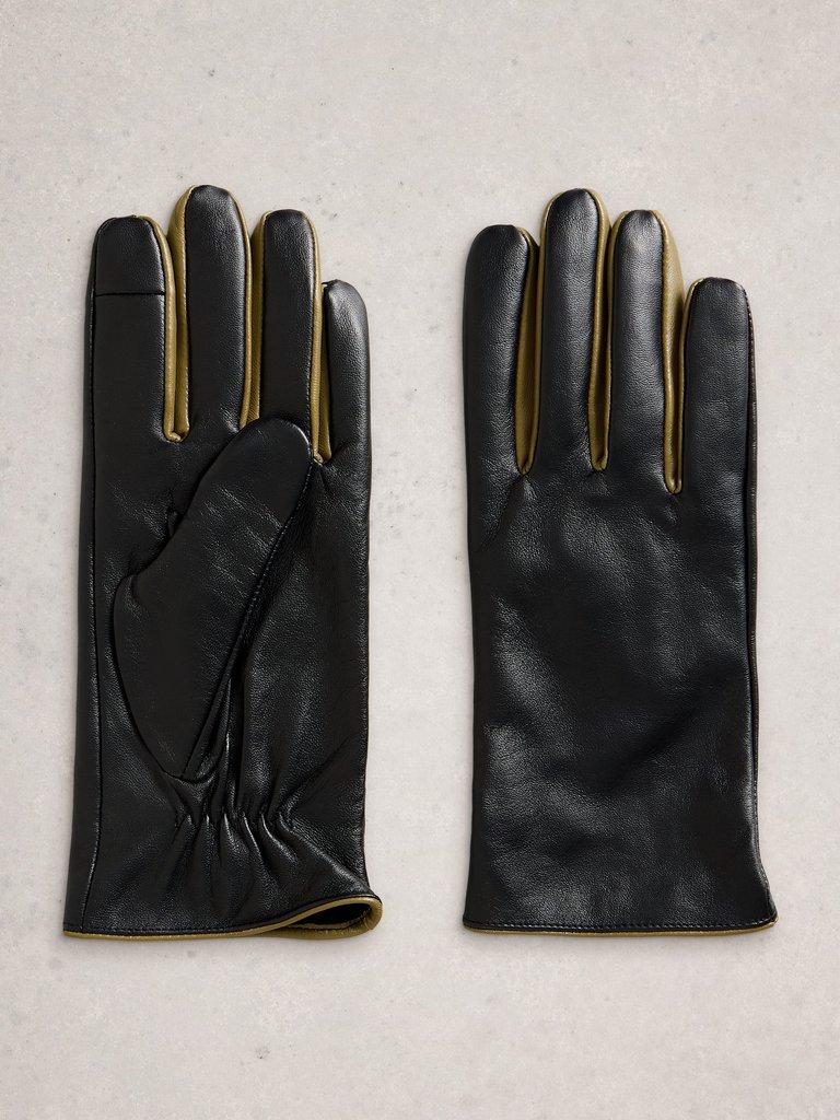 Carrie Leather Glove in PURE BLK - FLAT FRONT