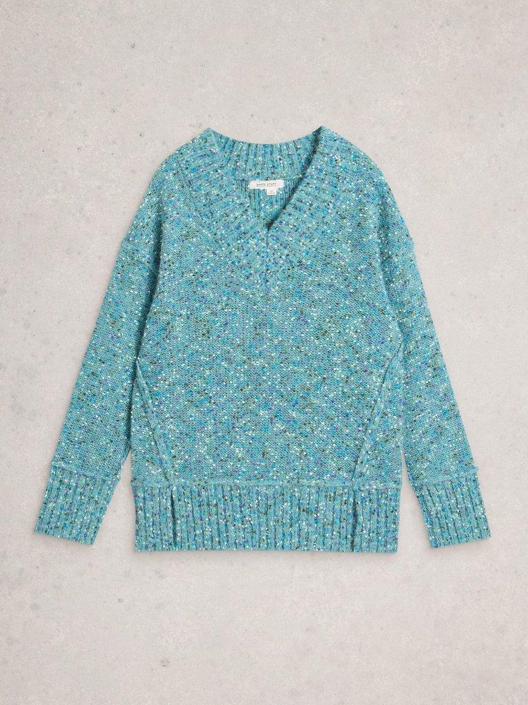 TILLY LONG SLEEVE JUMPER in MID BLUE - FLAT FRONT
