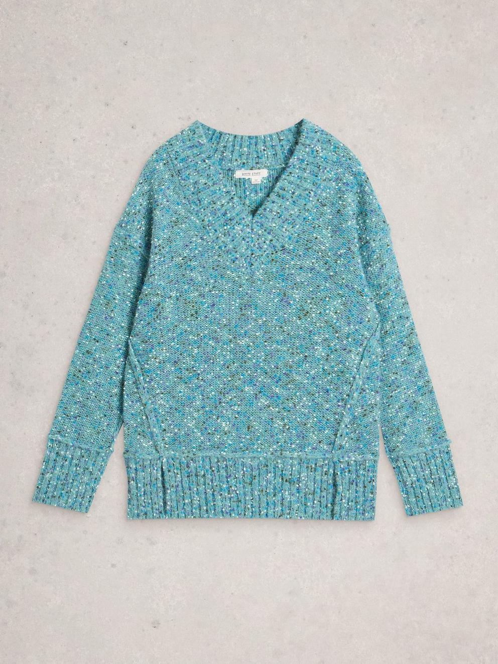 TILLY LONG SLEEVE JUMPER in MID BLUE - FLAT FRONT
