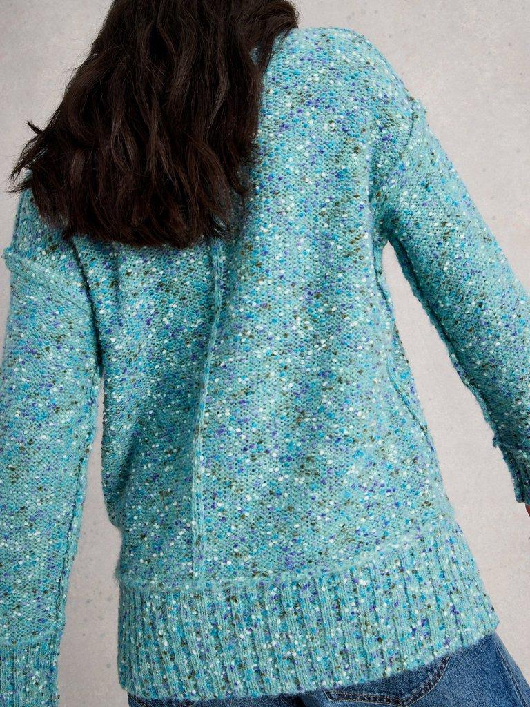 TILLY LONG SLEEVE JUMPER in MID BLUE - MODEL BACK