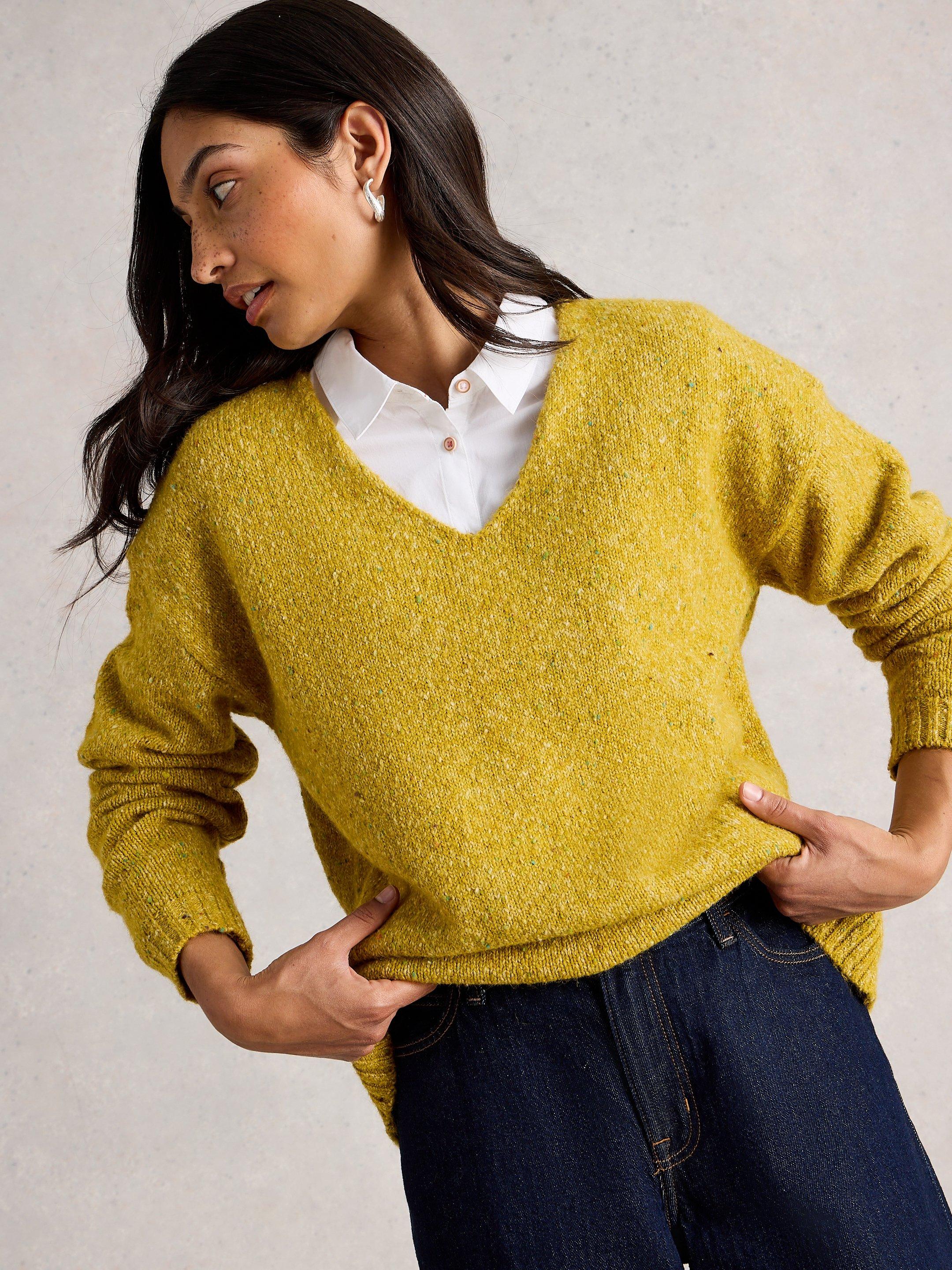 TEXTURED V NECK LONG SLEEVE JUMPER