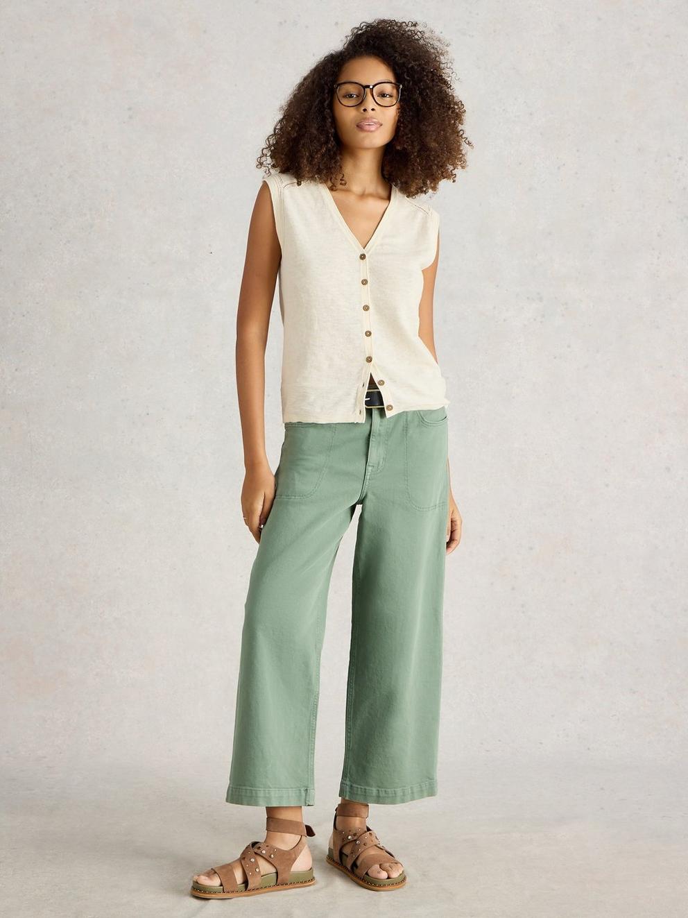 NARIA TANK LINEN BLEND in NAT WHITE - MODEL FRONT