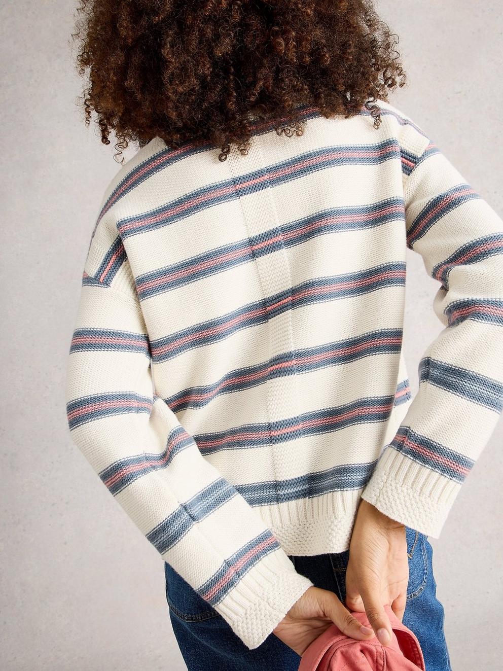 VICTORIA STRIPE JUMPER in IVORY MLT - MODEL BACK