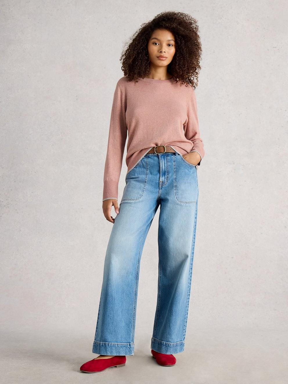 KATIE JUMPER in DUS PINK - MODEL FRONT