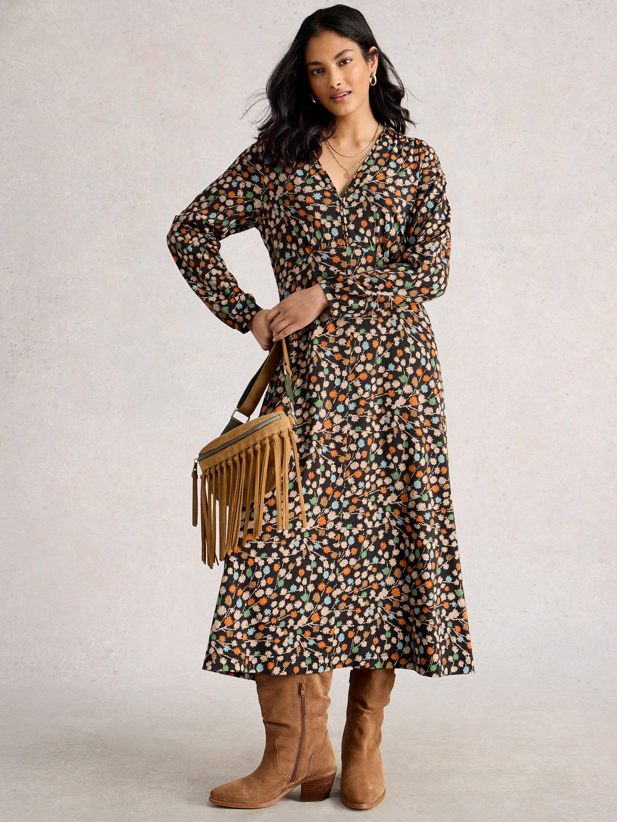 Megan V Neck Midi Jersey Dress