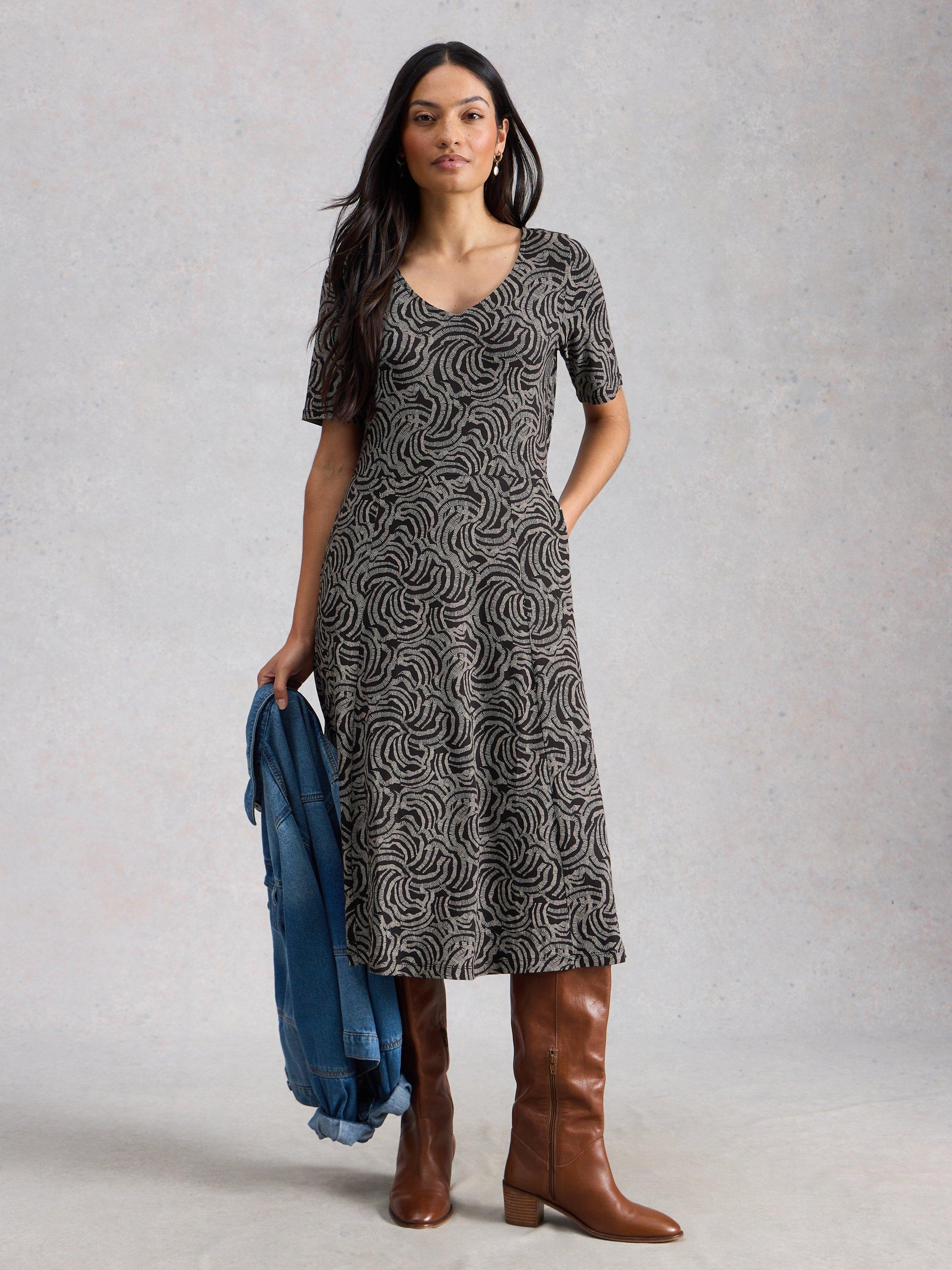Madeline Jersey Short Sleeve Midi Dress