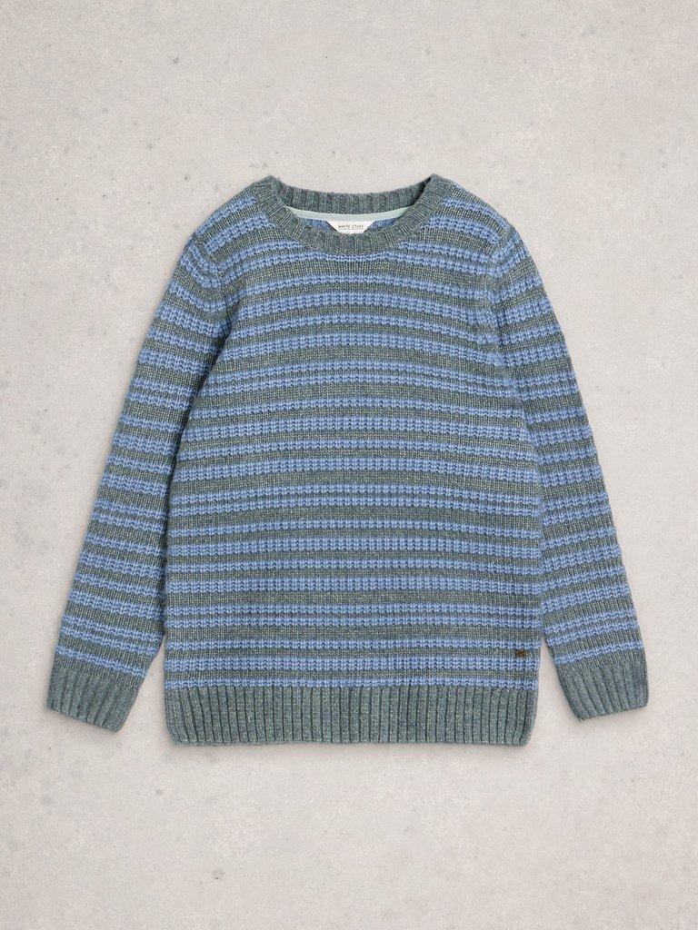Stripe Crew Neck in BLUE MLT - FLAT FRONT