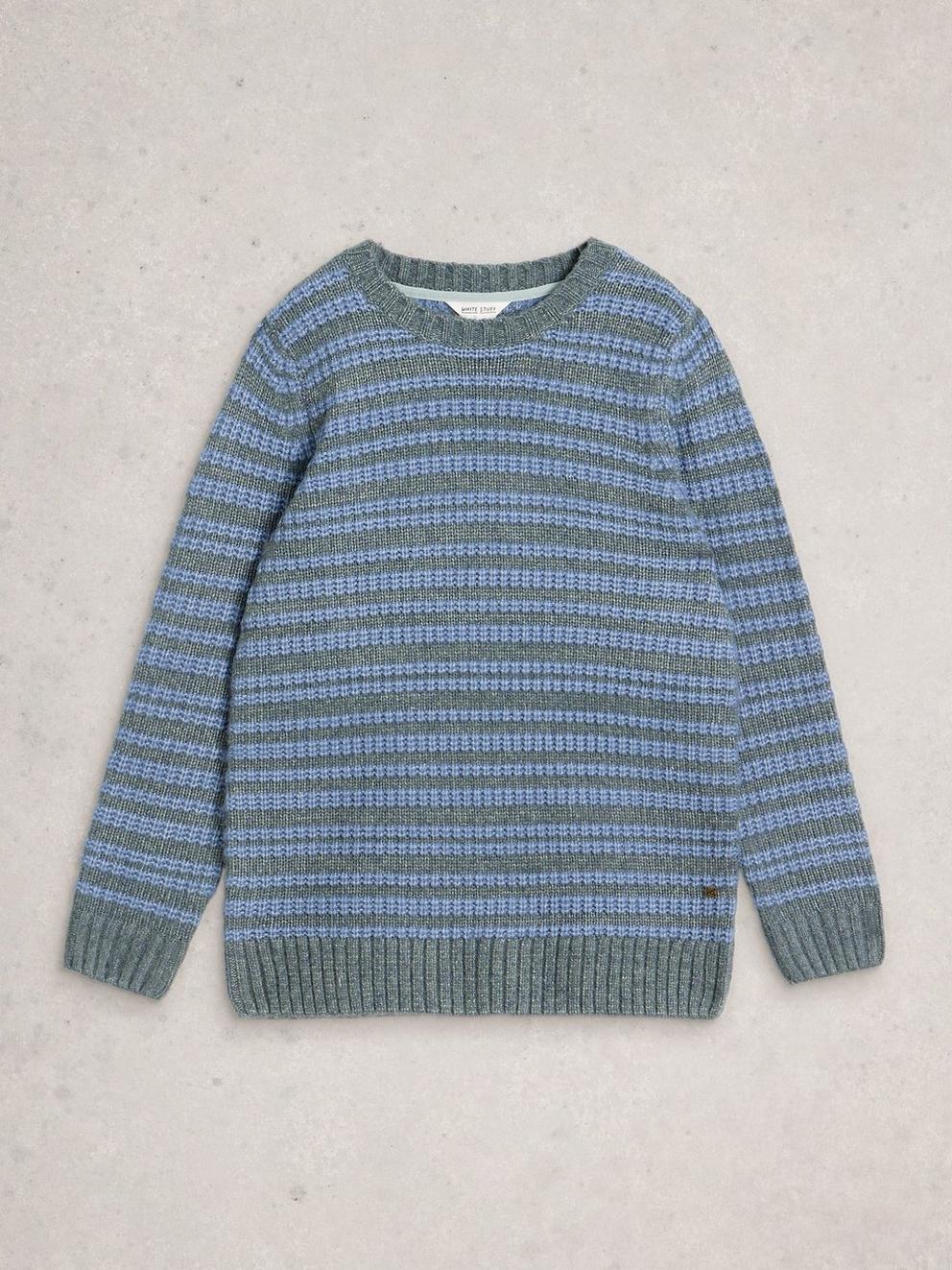 Stripe Crew Neck in BLUE MLT - FLAT FRONT