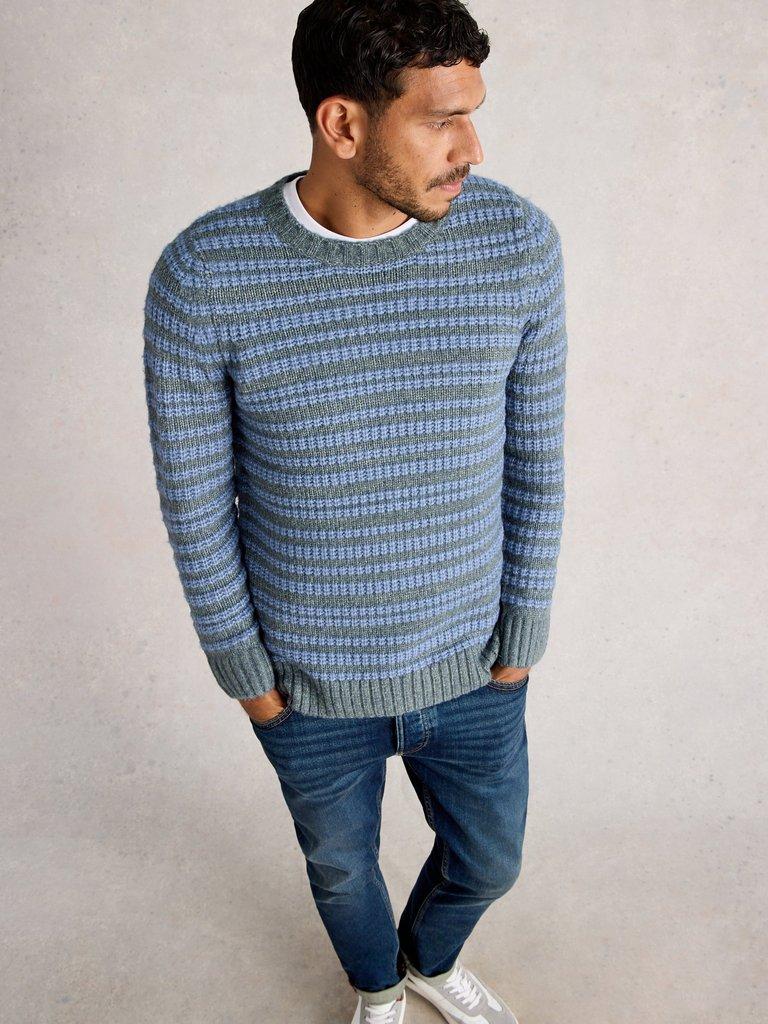 Stripe Crew Neck in BLUE MLT - LIFESTYLE