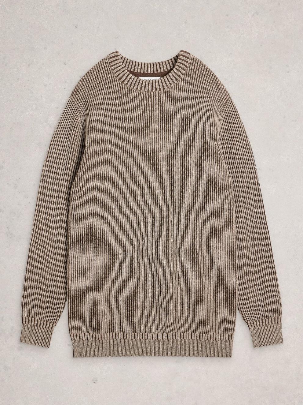 Plated Crew Neck in NAT MLT - FLAT FRONT