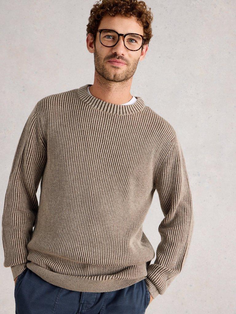 Plated Crew Neck in NAT MLT - MODEL DETAIL