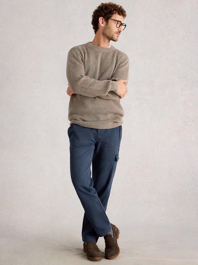 Plated Crew Neck in NAT MLT - MODEL FRONT