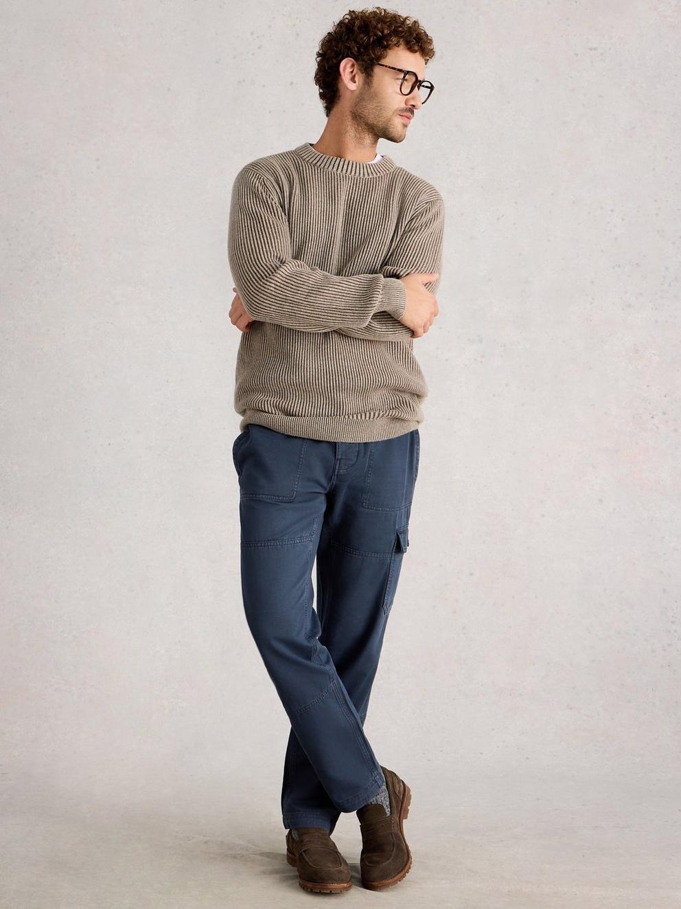 Plated Crew Neck in NAT MLT - MODEL FRONT